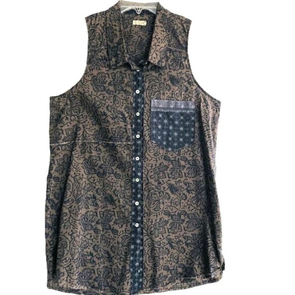 Free People Tops - Free People Intimately Free Batik Print Sleeveless Tunic Blouse Size Small
